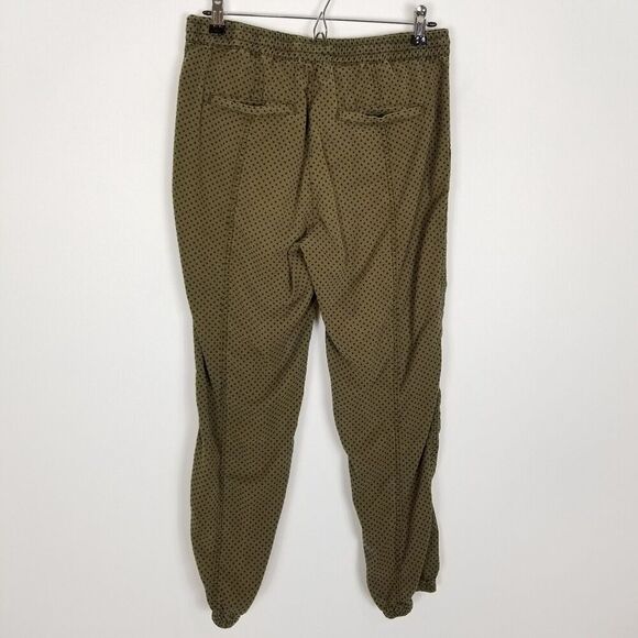 Anthropologie Women's Olive Green Polka Dot Joggers Sz S Pants Drawstring Waist - Picture 3 of 6